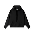 450g Sherpa-Lined Minimalist Pullover Hoodie - Black