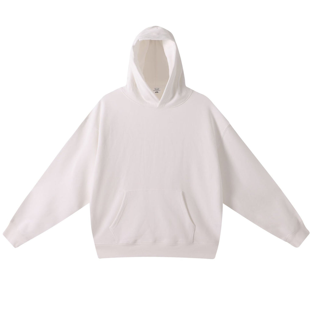 420g Combed-Cotton Heavyweight Pullover Hoodie - American Retro - White