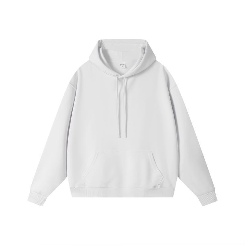 350g Heavyweight Plain Cotton Hoodie - Essential Basic - White
