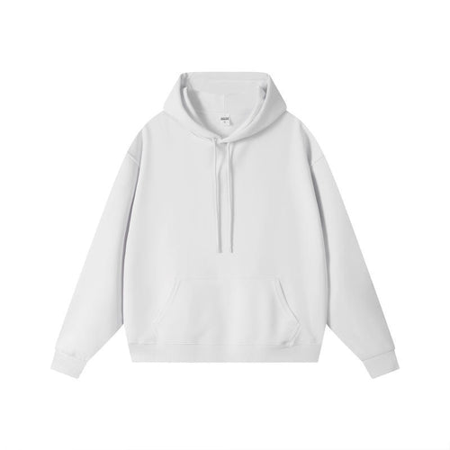 350g Heavyweight Plain Cotton Hoodie - Essential Basic - White