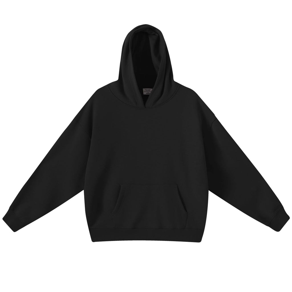 420g Combed-Cotton Heavyweight Pullover Hoodie - American Retro - Black