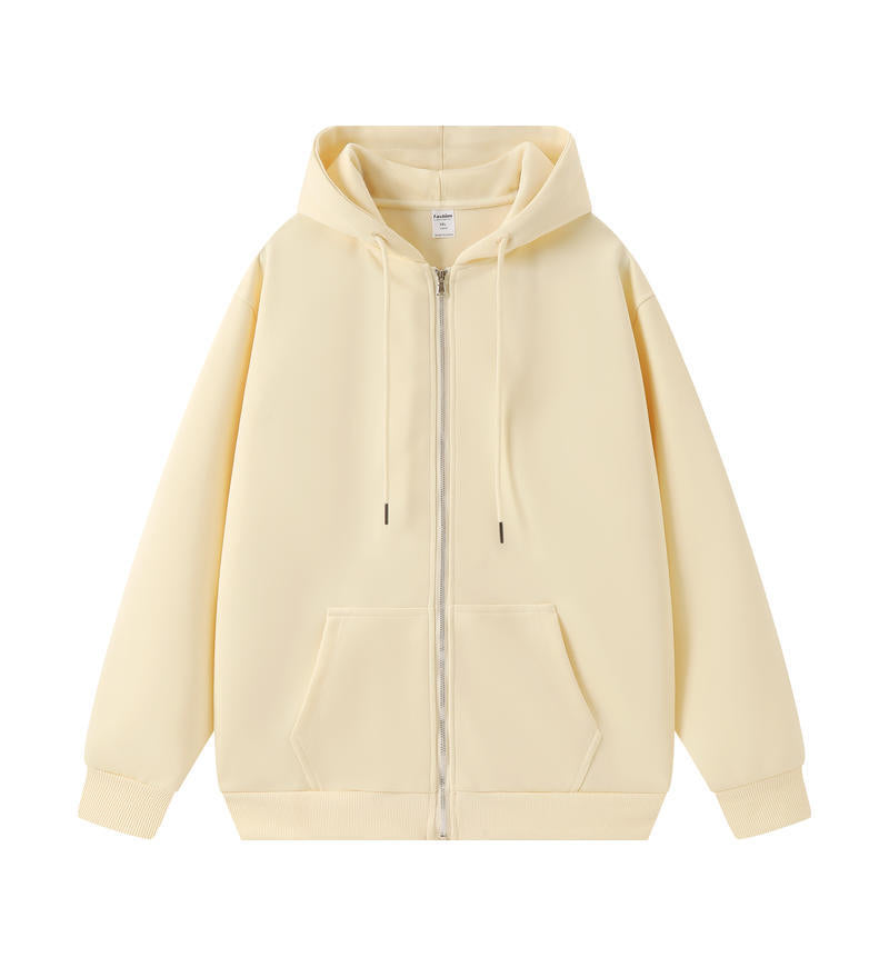 330g Heavyweight Plain Zip-Up Hoodie - Oversized Fit - Apricot