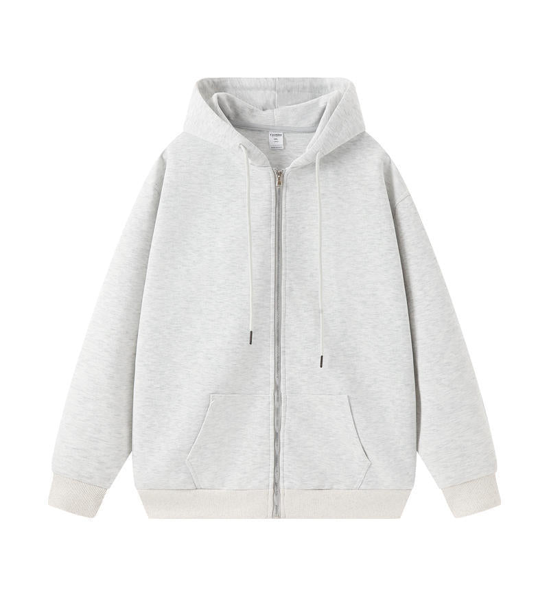 330g Heavyweight Plain Zip-Up Hoodie - Oversized Fit - Heather Gray