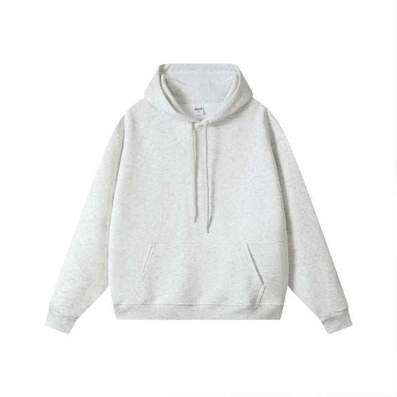 350g Heavyweight Plain Cotton Hoodie - Essential Basic - Snow Gray