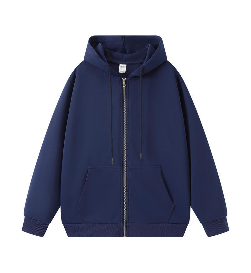 330g Heavyweight Plain Zip-Up Hoodie - Oversized Fit - Navy