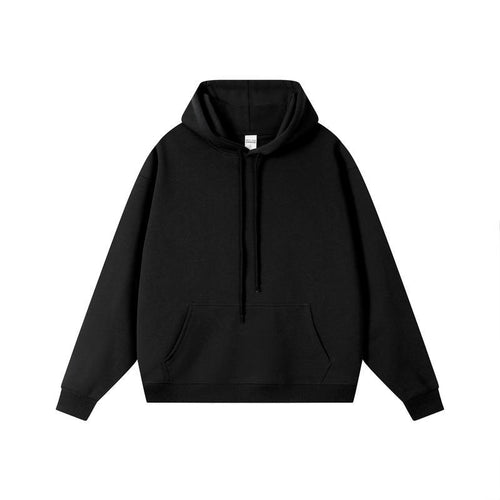 350g Heavyweight Plain Cotton Hoodie - Essential Basic - Black