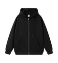 330g Heavyweight Plain Zip-Up Hoodie - Oversized Fit - Black