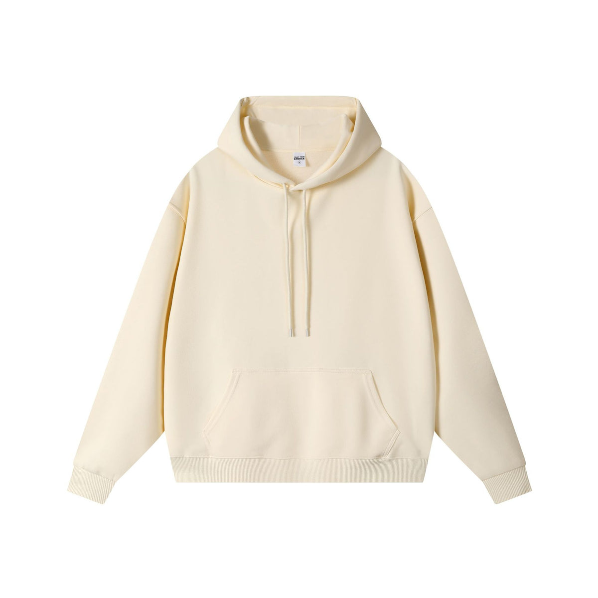 450g Sherpa-Lined Minimalist Pullover Hoodie - Apricot