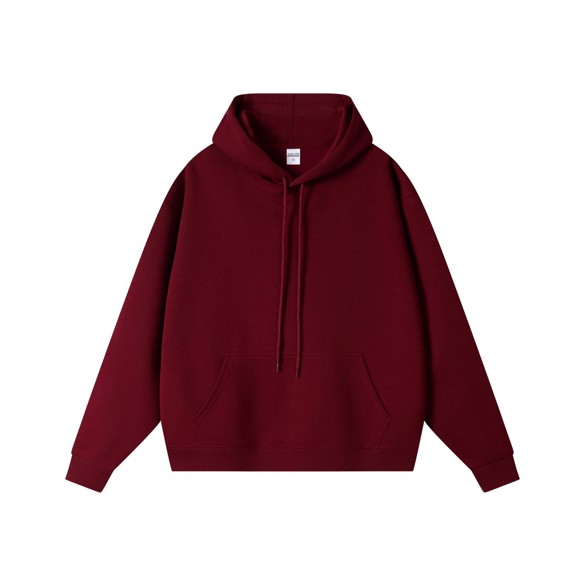 450g Sherpa-Lined Minimalist Pullover Hoodie - Wine Red