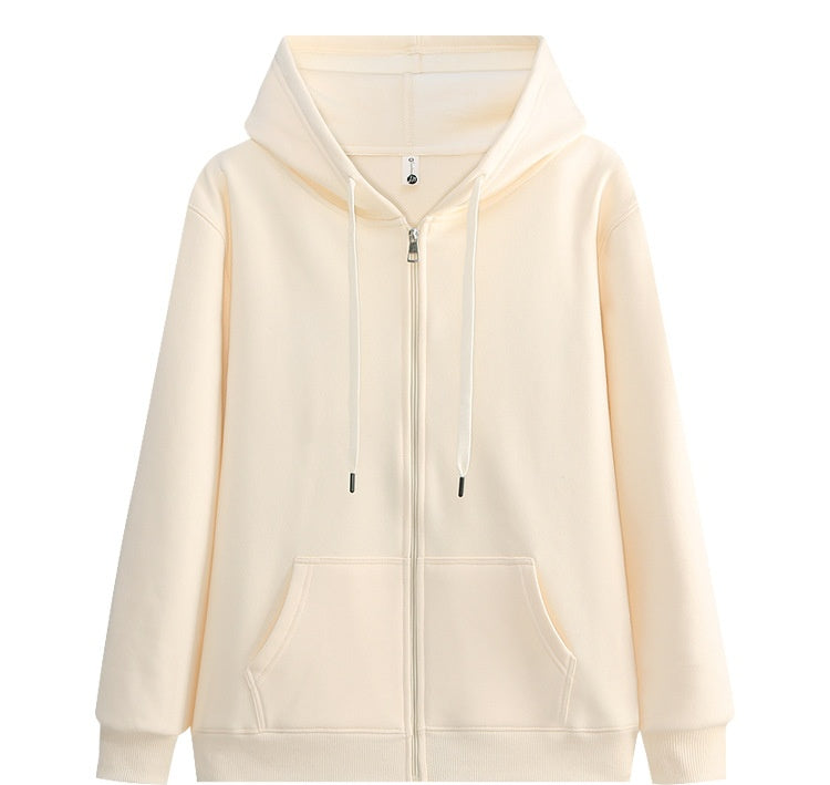 400g Fleece-Lined Zip-Up Hoodie Jacket - Silver Fox Fleece - Apricot