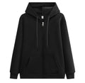 400g Fleece-Lined Zip-Up Hoodie Jacket - Silver Fox Fleece - Black