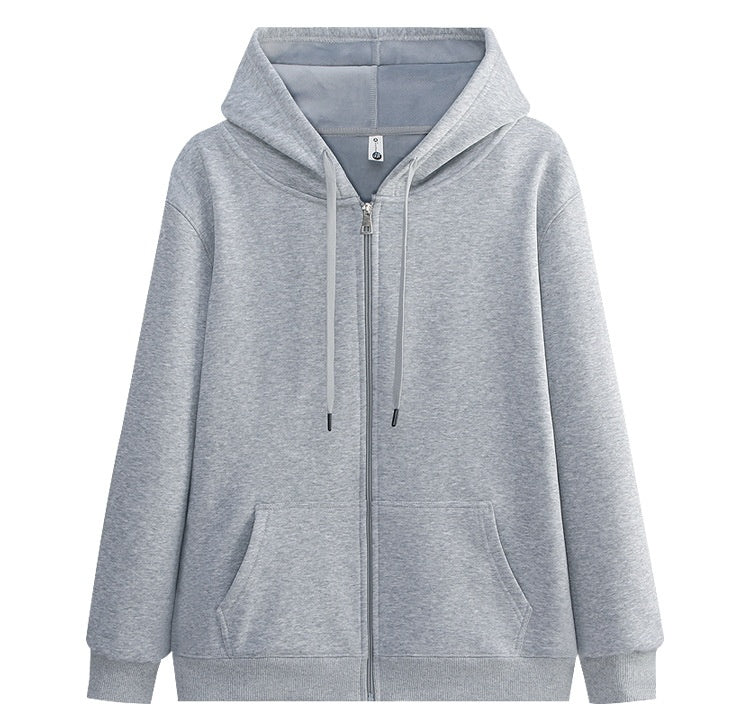 400g Fleece-Lined Zip-Up Hoodie Jacket - Silver Fox Fleece - Hemp Gray