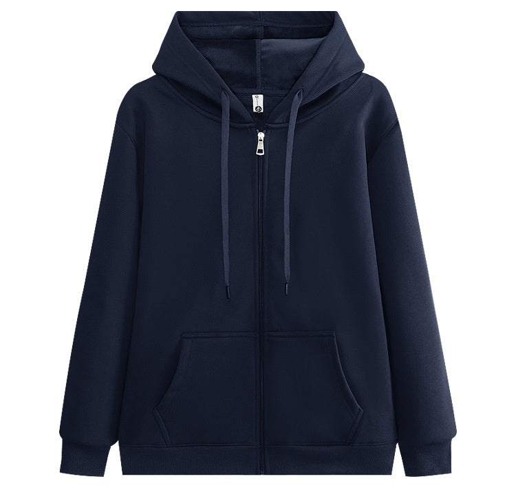 400g Fleece-Lined Zip-Up Hoodie Jacket - Silver Fox Fleece - Navy
